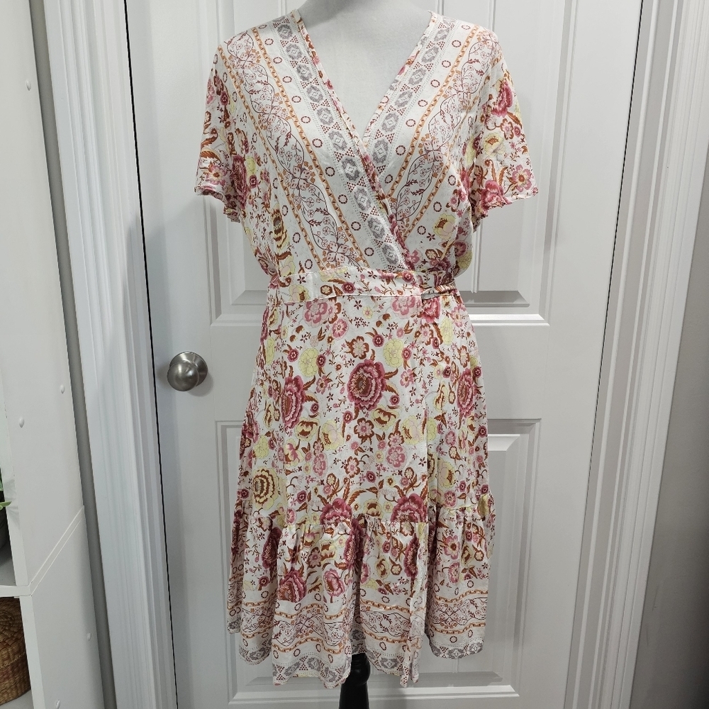Zesica Summer Wrap Boho Floral Dress V-Neck Size Xlarge - Picture 5 of 16